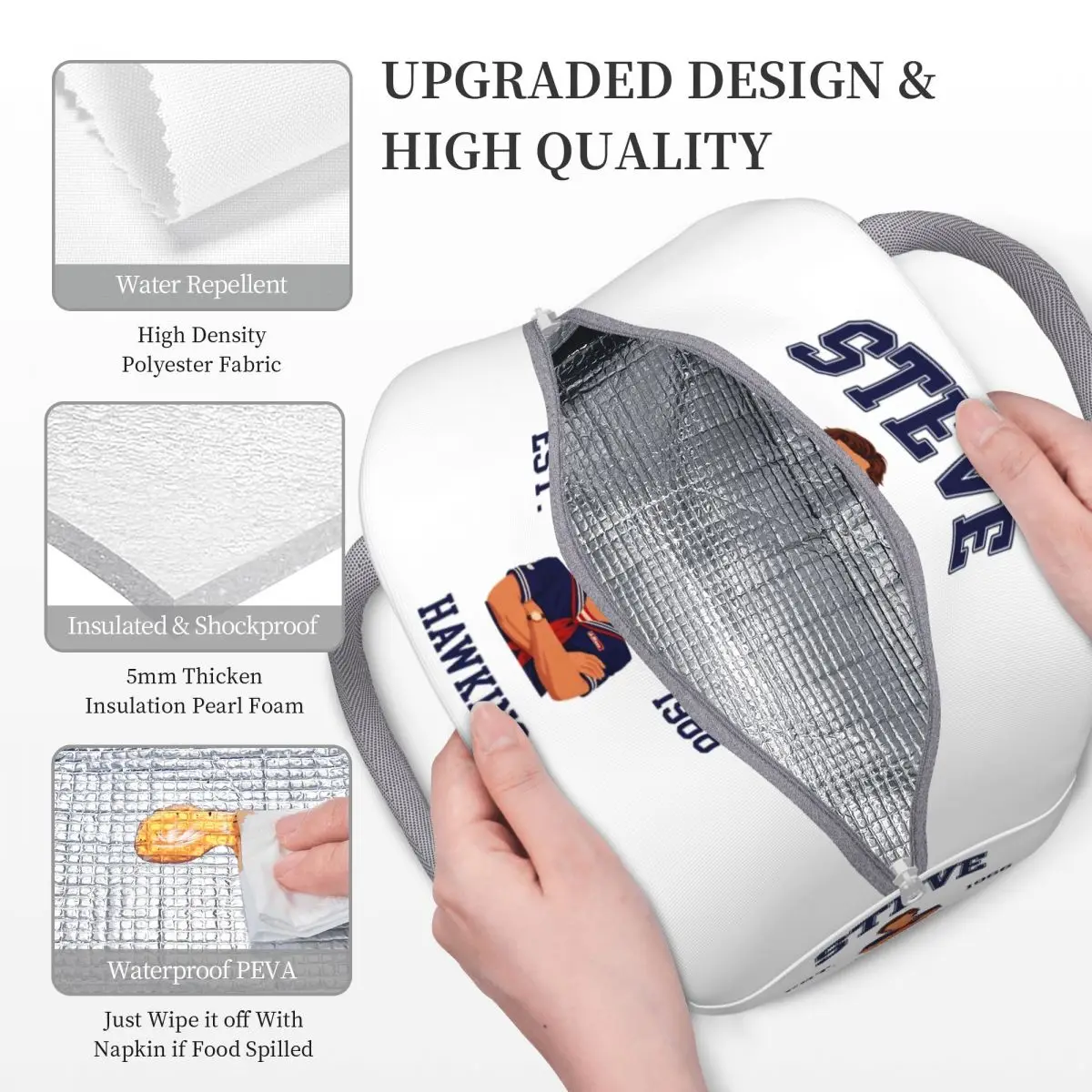 صناديق الغداء هوكينز ستيف شخصيات Est 1966 8 اكسسوارات تخزين عبوة طعام Harajuku الحرارية برودة علب الاغذية للمدرسة #4