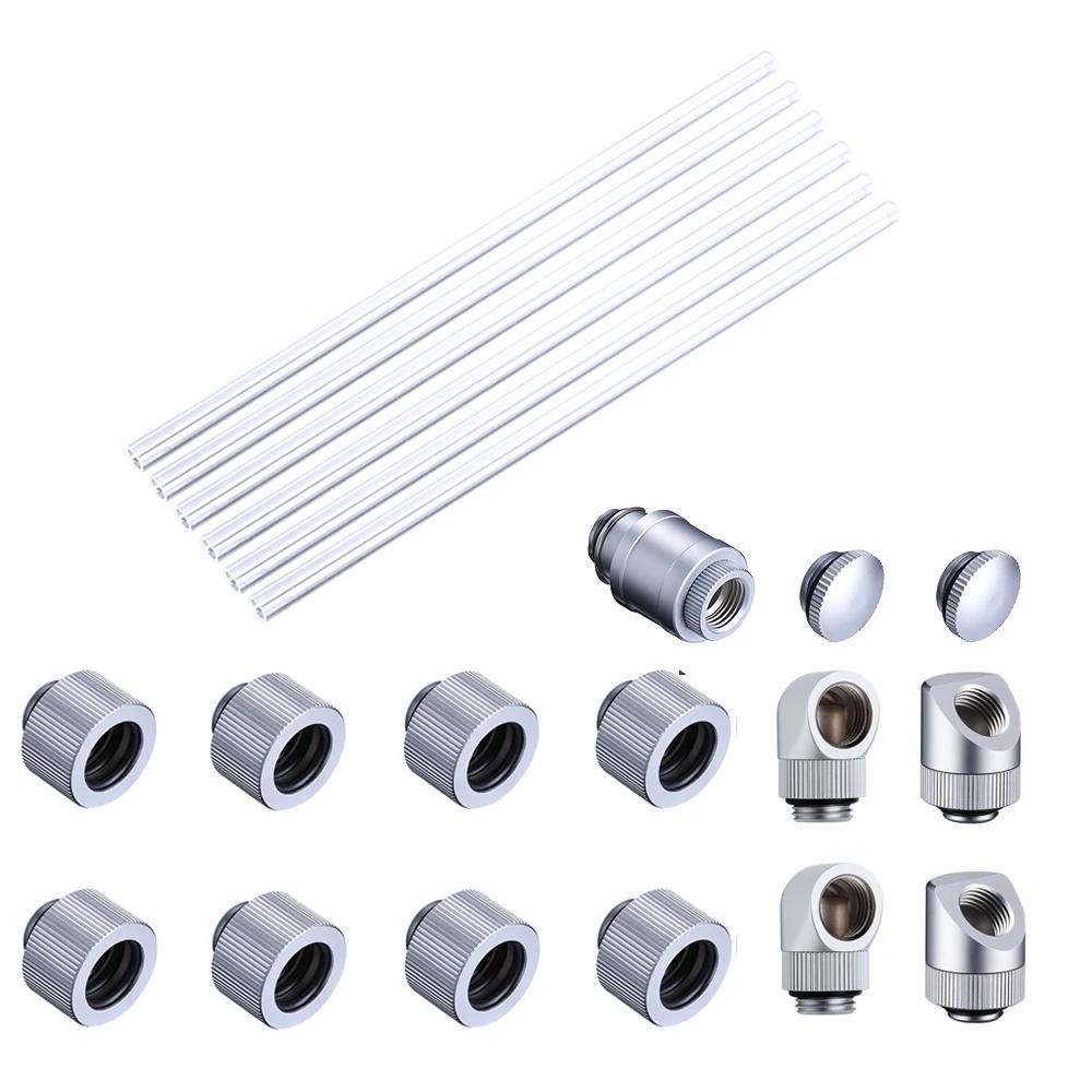 Shyrrik 21pcs Torque Hard Tube Fitting Kit For OD14mm PETG Pipe /G1/4 Copper Adapter PC Water Cooling Hand Compression Connector