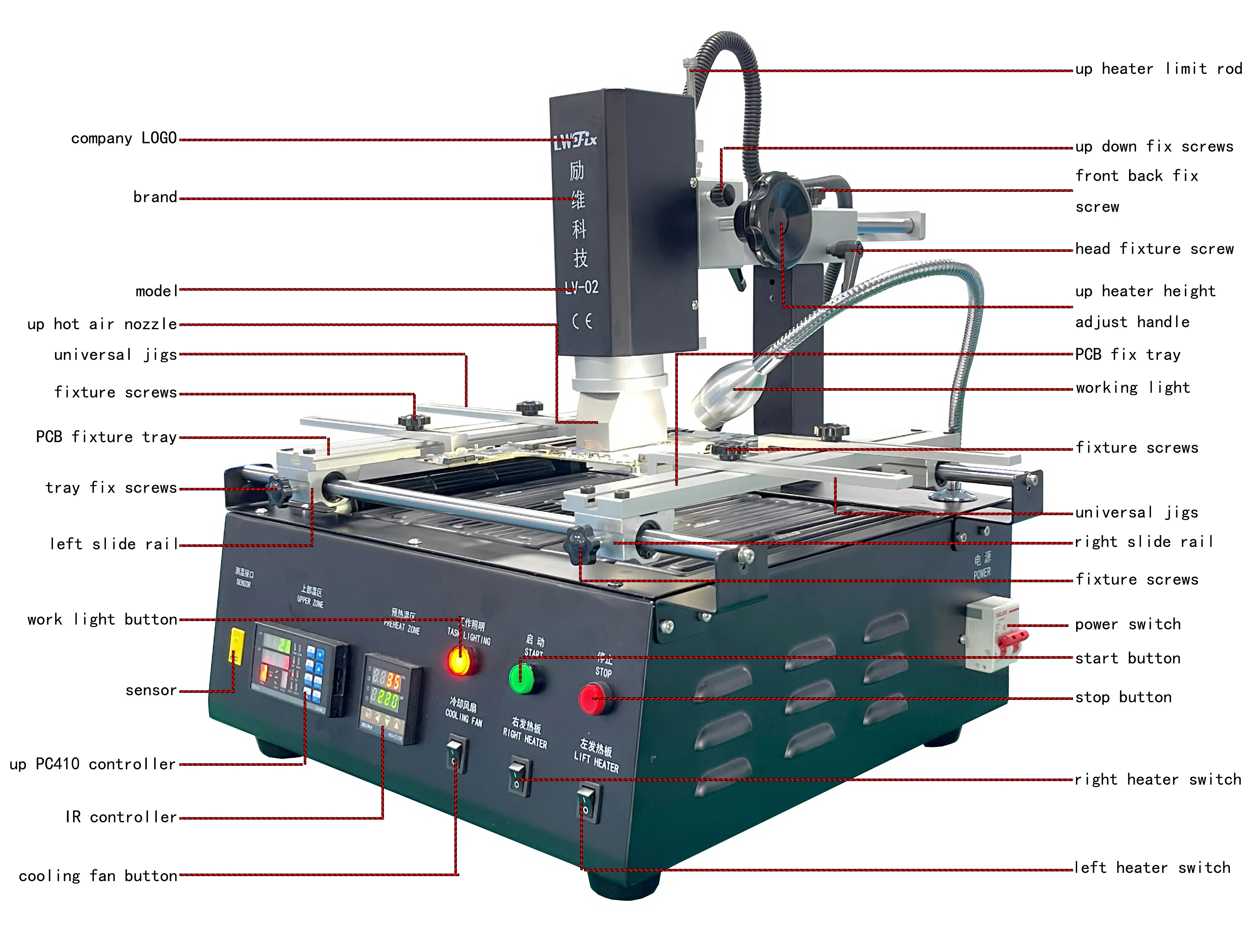 IR Soldering Station LV-02 for Computer PC Laptop Chip-level Infar-ed BGA Rework Station Desoldering Reballing Station