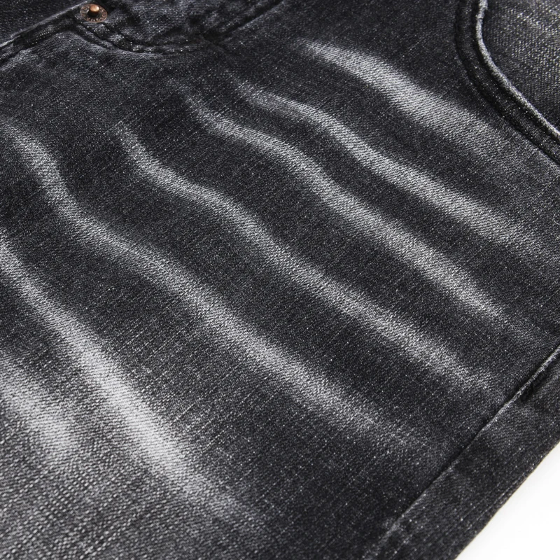 

Y2K Designer High Street Fashion New Jeans Wrinkle Washed Nostalgic Stretch Slimming Black Grey Men's Jeans Hip Hop Brand Pants