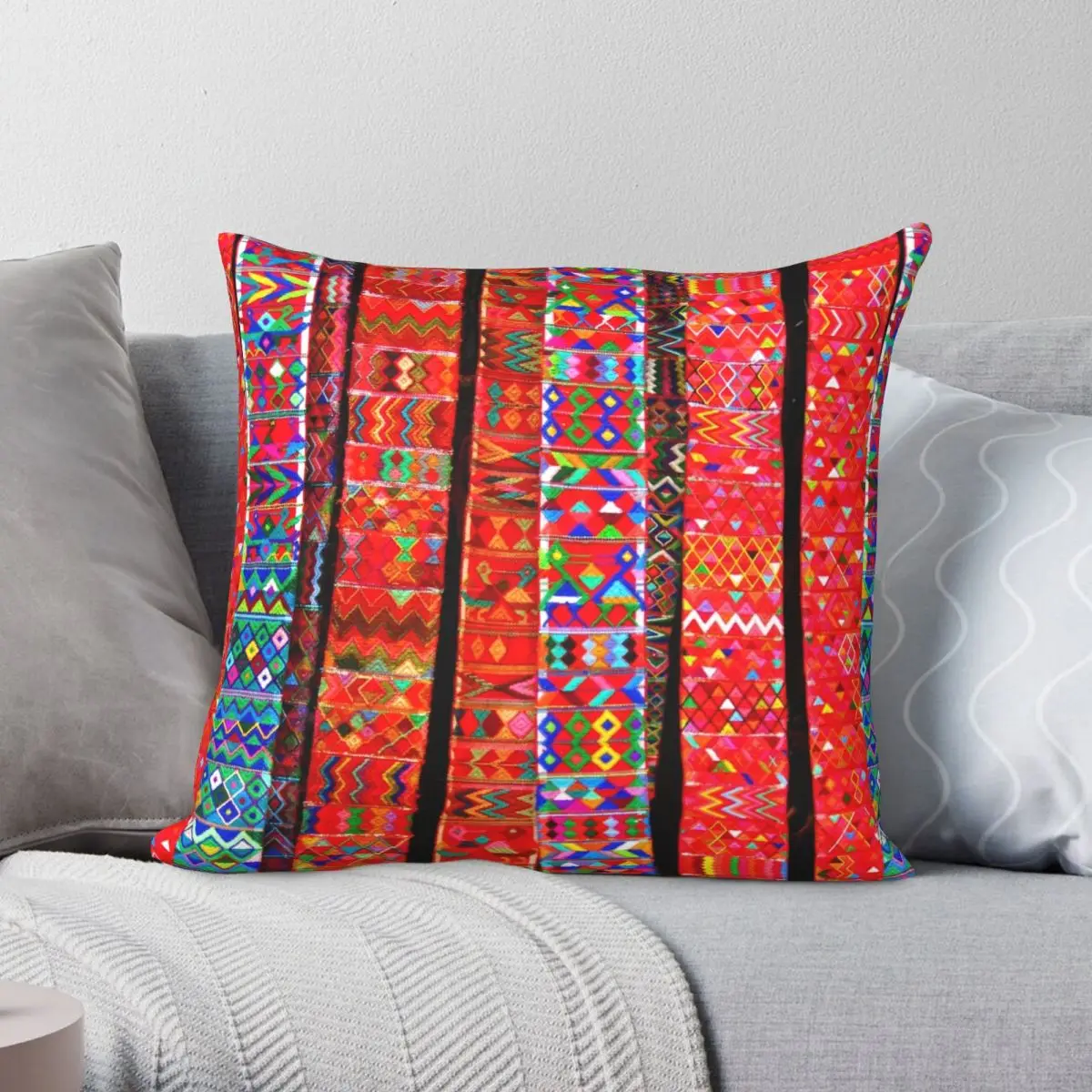 Guatemala Square Pillowcase Polyester Linen Velvet Printed Zip Decor Pillow Case Bed Cushion Cover