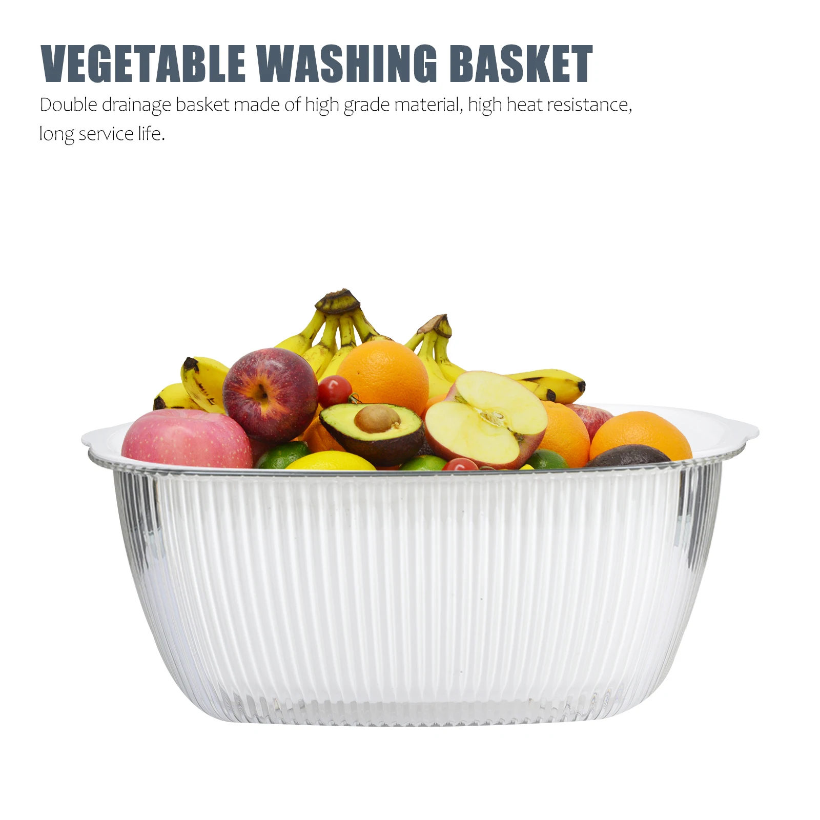 

1 set Double Layer Vegetable Washing Basket Kitchen Draining Fruit Wash PP PET Material Filter Strainer Storage