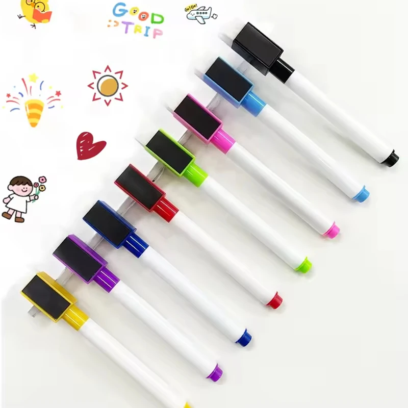 6/8 PCS Magnetic Erasable Whiteboard Pen Color Options For Meeting Teaching Board Quick Dry Marker Ink Office Writing Supplies