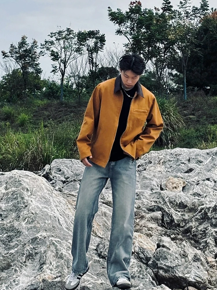 

Детройт Спецодежда Jaet Мужская осенне-зимняя ор Бейсбольная одежда в стиле ретро с американским откидным воротником Верхняя одежда Повседневная свободная посадка из хлопка...