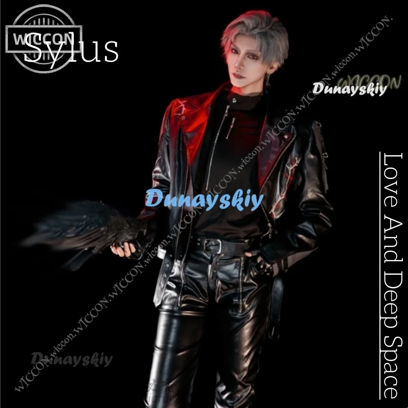 Love And Deep Space Game New Role Play Sylus Cosplay Costume Wig A Stranger From Another World Leather Jacket Qin Che Daily