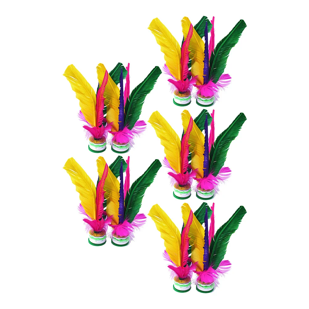 

10Pcs Jianzi Footbag Sports Supply Bright Shuttlecock with Reinforced Base for Leg Strength Flexibility Workout