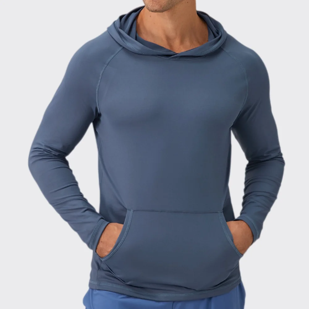 Men Fitness Hoodie Long Sleeve Sport T-shirt Quick Dry Slim Fit Bodybuilding Running Shirt Compression Tops Men's Gym Sweatshirt
