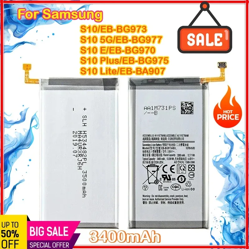 3400mAh New EB-BG973ABU Battery For Samsung Galaxy S10 S10 X SM-G9730 SM-G973 G973F G973U G973W Mobile Phone +Tools