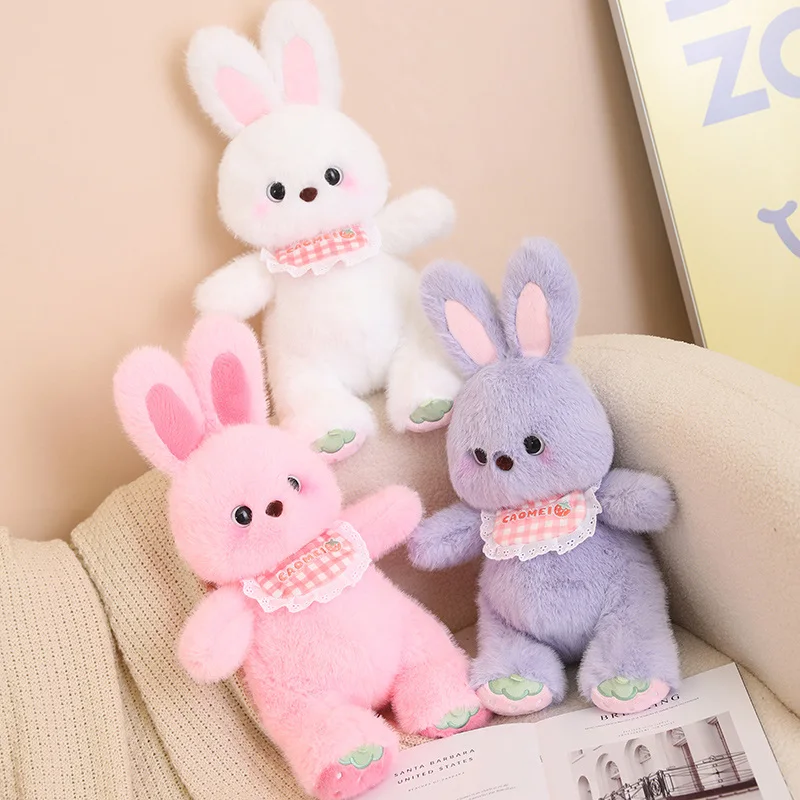 

Kawaii Fluffly Soft Rabbit With Strawberry Biw Plush Toys Stuffed Animals Cute Bunny Plushies Doll for Kids Girls Birthday Gifts