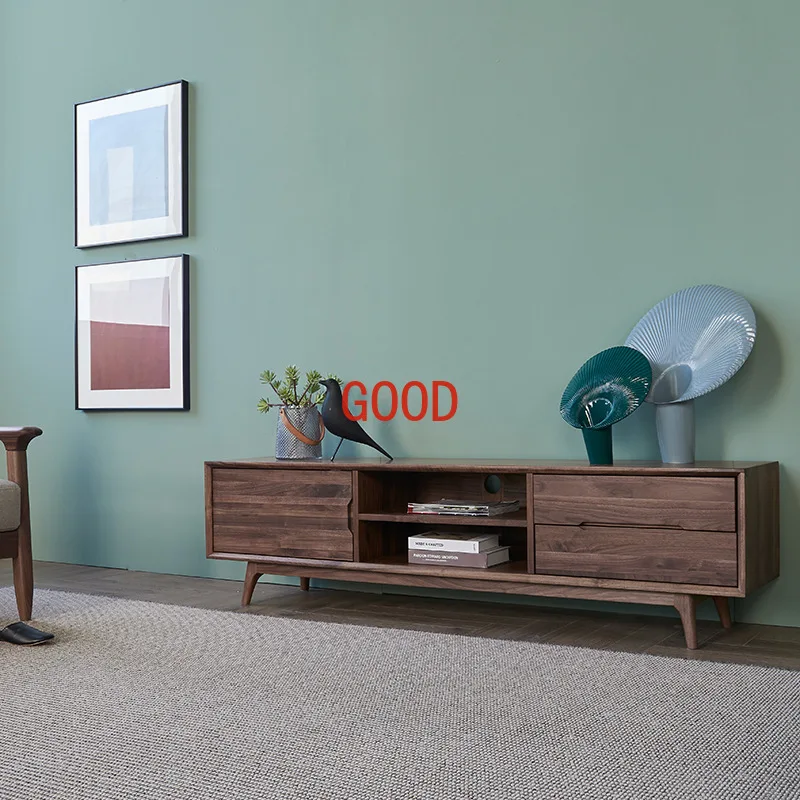 Japanese Simple Italian Solid Wood Floor Audiovisual Cabinet