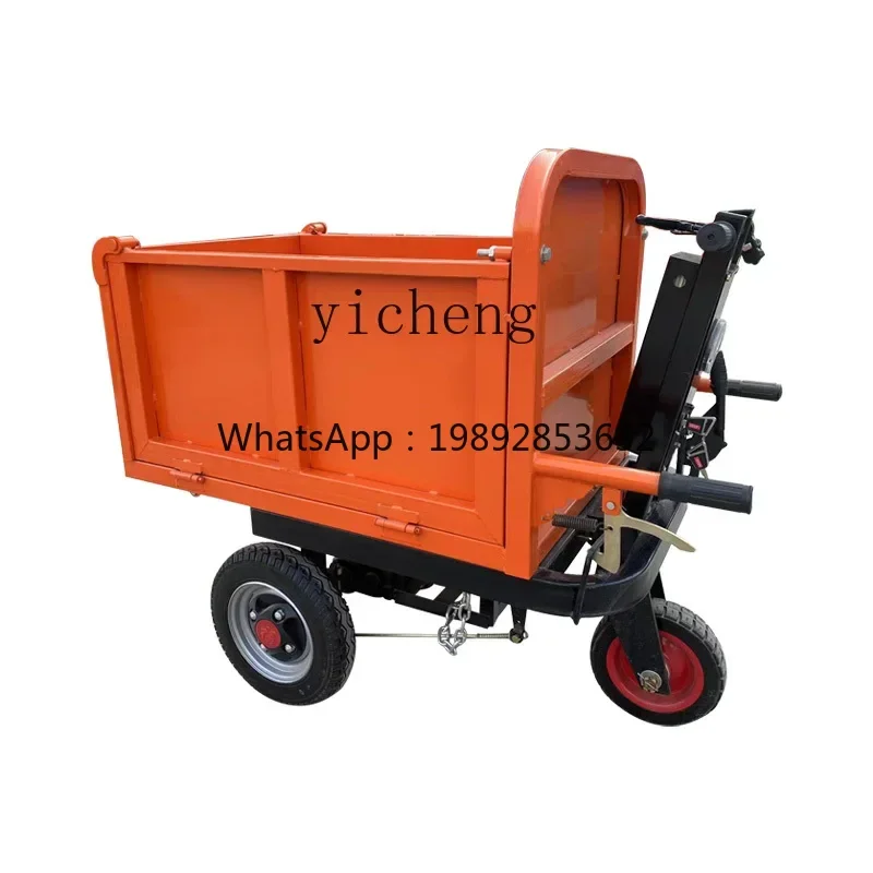 TQH electric hand push dump truck square bucket dump pull brick farm pull dung truck