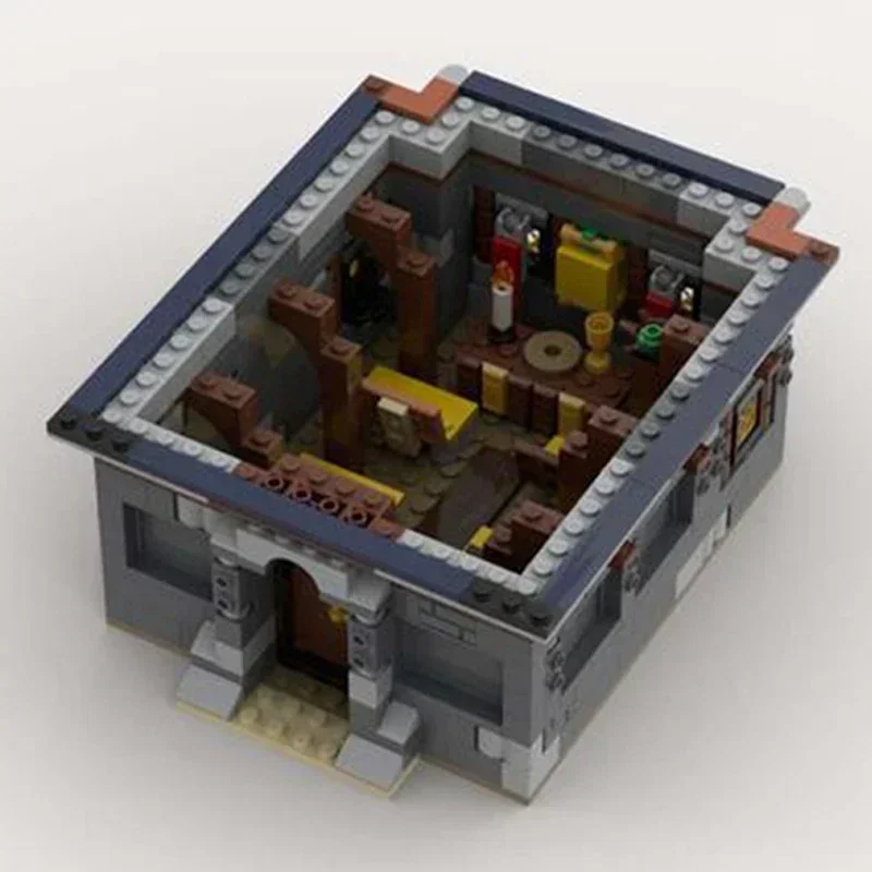 

Moc строительные блоки модульный вид на улицу средневековая церковь технические кирпичи DIY сборка строительные игрушки для праздничных подарков