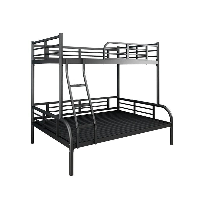 

Double bed steel children's adult black metal single bed rolling frame storage space saving attic double bed