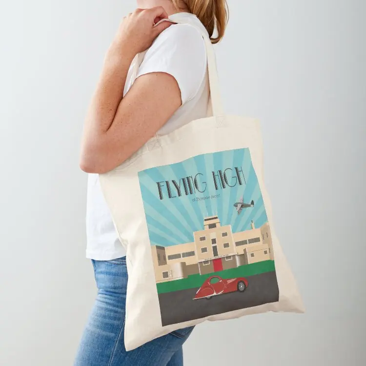 

Shoreham Airport, Shoreham, West Sussex. Vintage style architecture illustration and gifts Tote Bag handbag Large bags for women