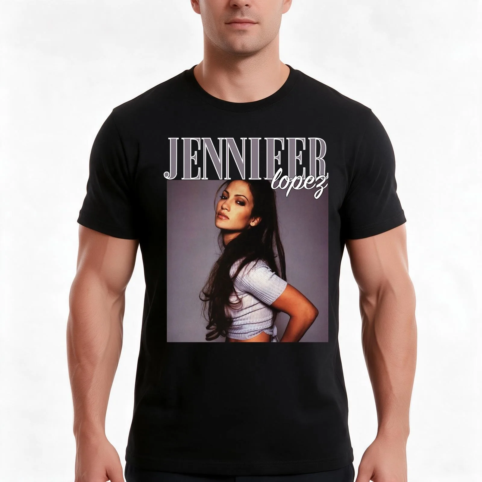JENNIFER LOPEZ 90s T-Shirt, Summer Casual Cotton Tee, Oversized Streetwear Tops, Vintage Graphic Print, Loose Fit Short Sleeve