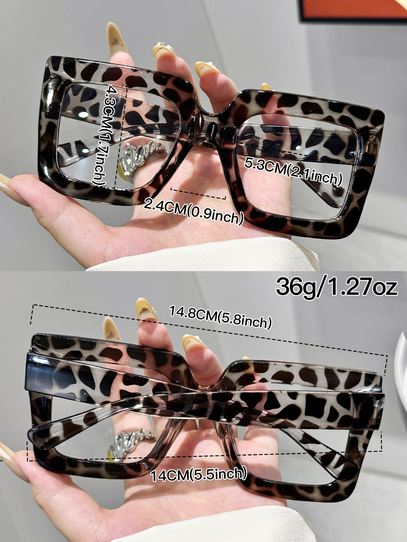 1pc retro high street style large frame glasses thick frame design net celebrity out of the street shape with accessories view 4