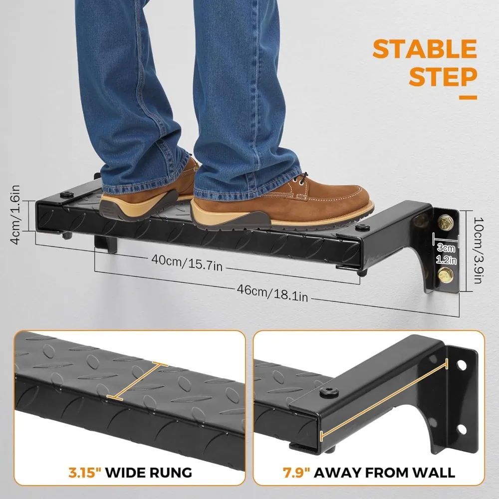سلم نافذة Well Egress، 3.15 حلقات واسعة، تصفية حائط 7.9، طول 15.7، حديد سميك 3.2 مم، قابل للتركيب على الحائط لخروج الطوارئ