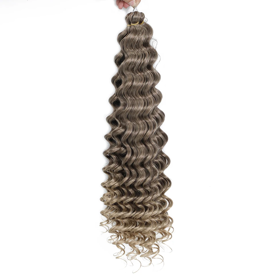Tiefe Welle Twist Flechten Haarverlängerungen für Frauen Hochwertige synthetische Häkelzöpfe Haar 24 Zoll Ombre Bug Braun Afro Locken – Detail 11