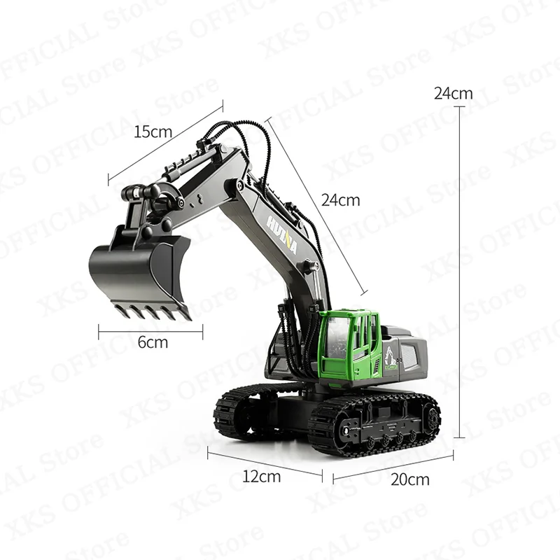 HuiNa 1558 1/18 koparka RC 11 kanałów 2.4G zdalnie sterowanie światło Led koparka urządzenie inżynieryjne zdalnie sterowana ciężarówka zabawka