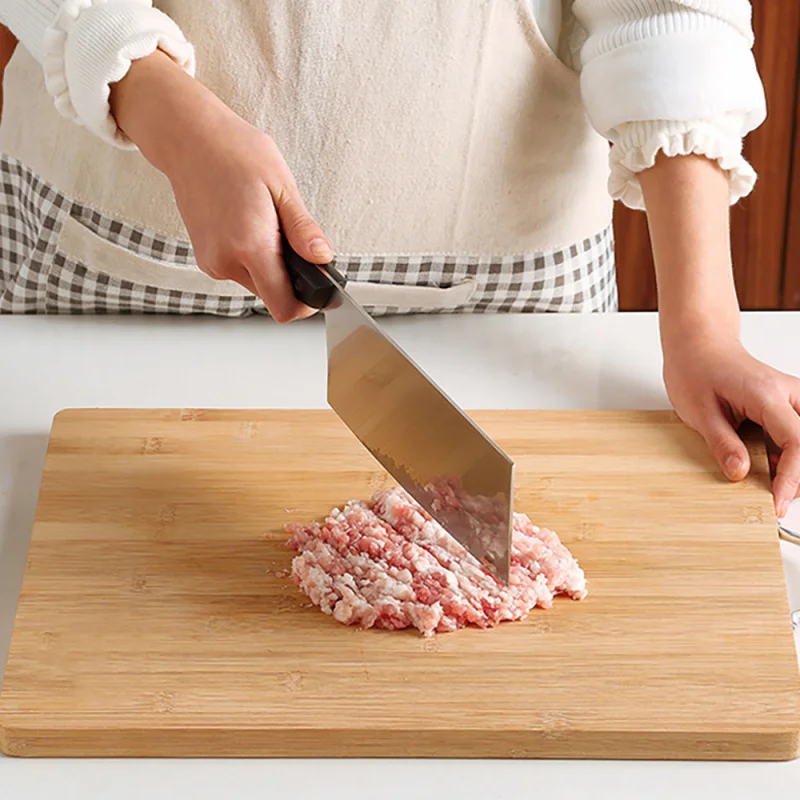 Bamboo Cutting Board with Handle Reversible Thick Chopping Board Hanging Kitchen Prep Board for Meat Fruit Veg Eco Friendly