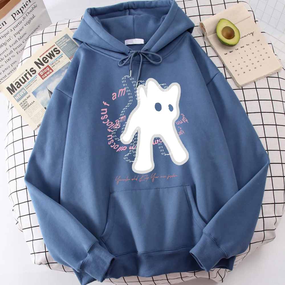 Ghost Cat Funny Abstract Print Men Hoody Breathable Versatile Sweatshirt High-Quality Casual Hoodies Outdoor Loose Fittingtops