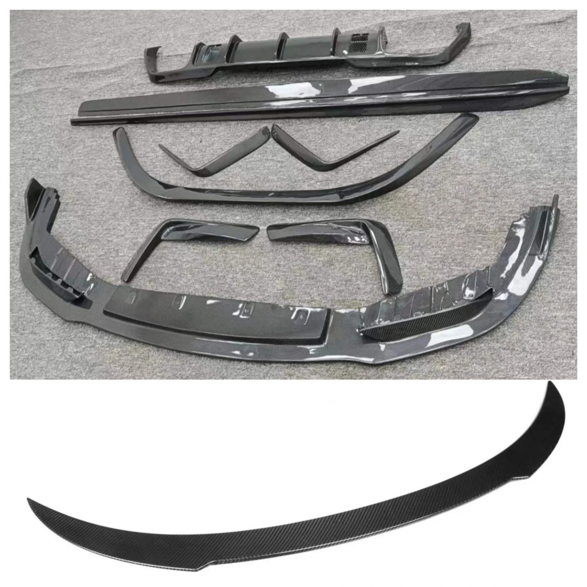 

Комплект кузова из сухого углеродного волокна, передняя и задняя губа, боковая юбка, хвостовое крыло для BMW M8 F92, задний спойлер багажника, объемные автомобильные аксессуары