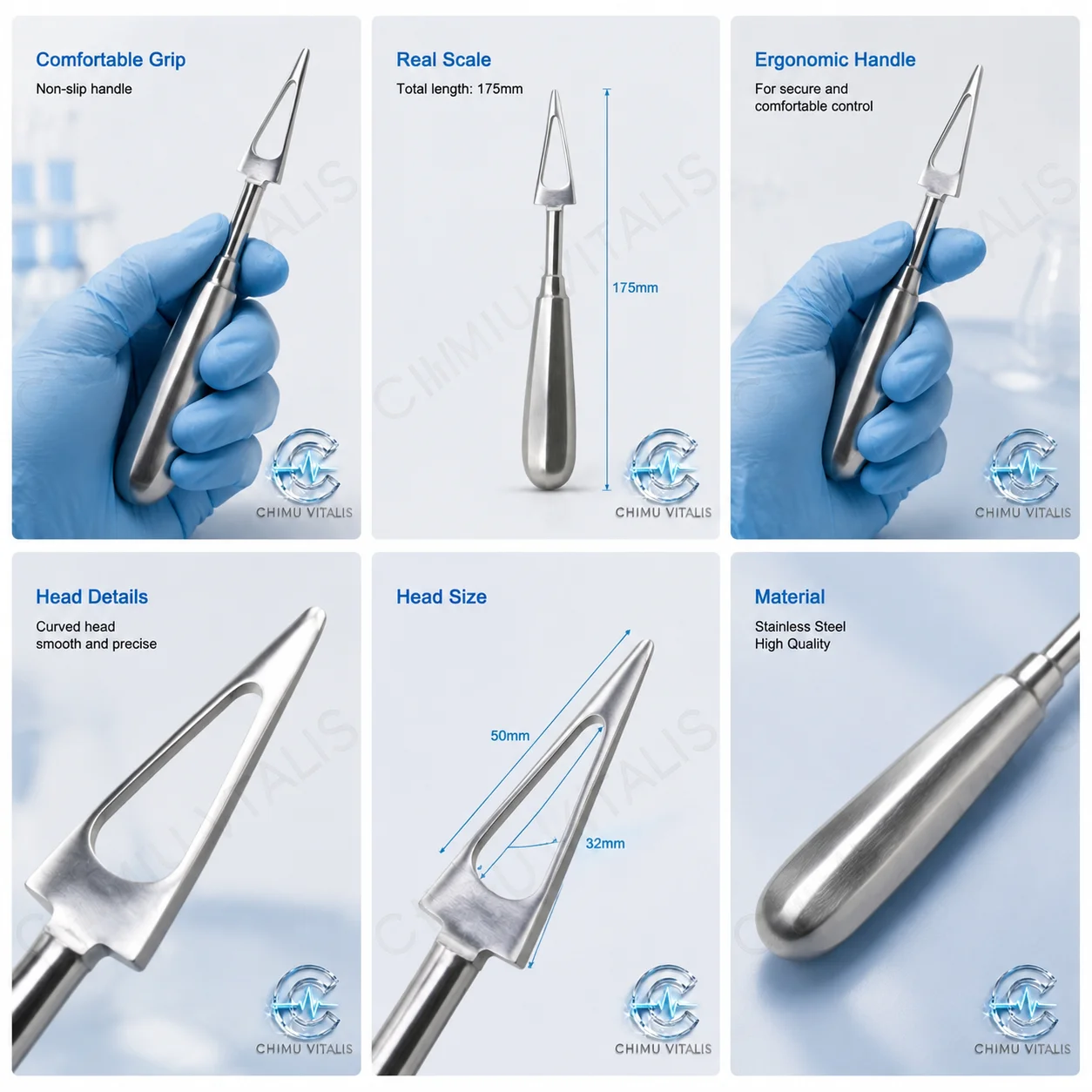 【CHIMU VITALIS 】 Reptile Mouth Opener Ergonomic Handle Stainless Steel Veterinary Dental Retractor Instrument