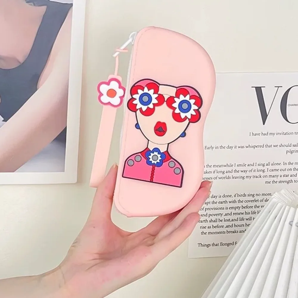 Fashion Multifunctional Silicone Glasses Bag Dustproof Waterproof Sunglasses Storage Bag Coin Purse Cartoon Small Items Bag Male