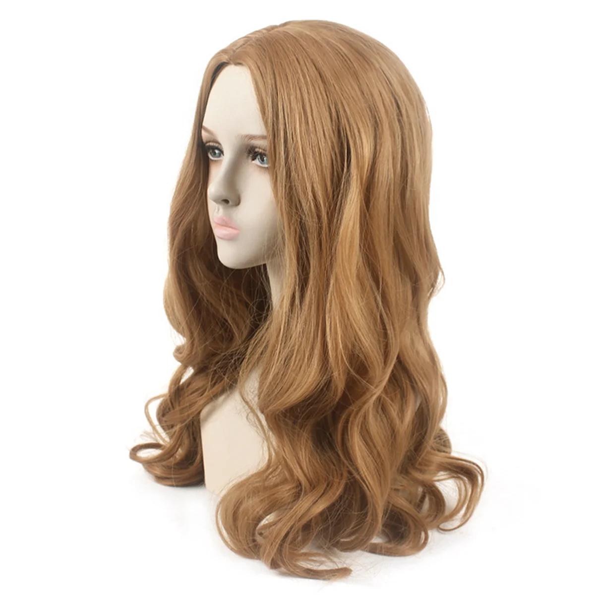 

Парик из длинных вьющихся волос в европейском и американском стиле с центральной частью, парик из химического волокна Meghan Cos, льняной парик