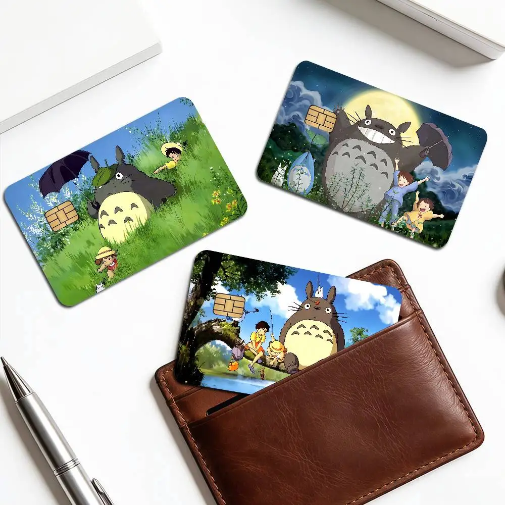 Cartoon T-Totoro Fashion Matte Gold Silver Black Matte Film Skin Sticker Tape for Bank Credit Debit Card