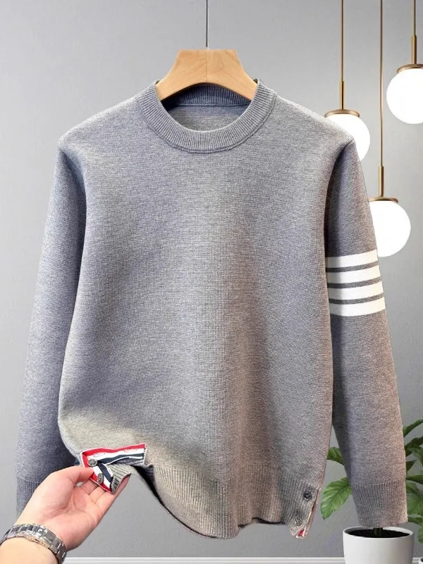 

Sli Men's Knitted Sweater round Ne Warmth Base Layer irt Casual Loose Fit Soft Fabric American Sle Knitwear