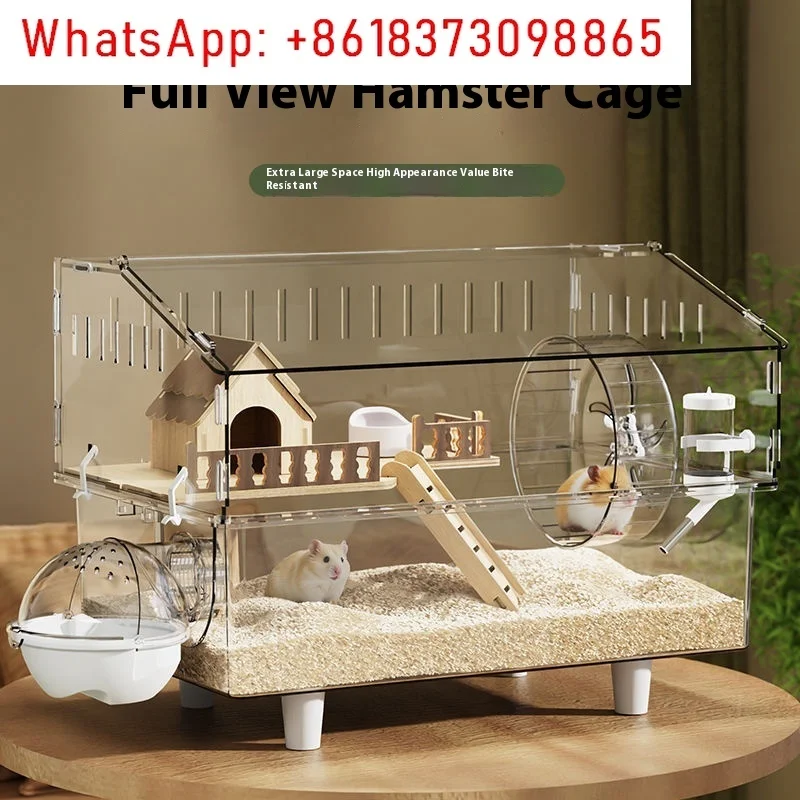 Large Acrylic Clear Hamster Villa Cage for Syrian Gold Teddy Bear Luxury Habitat Stackable DIY Habitat Terrarium view 3