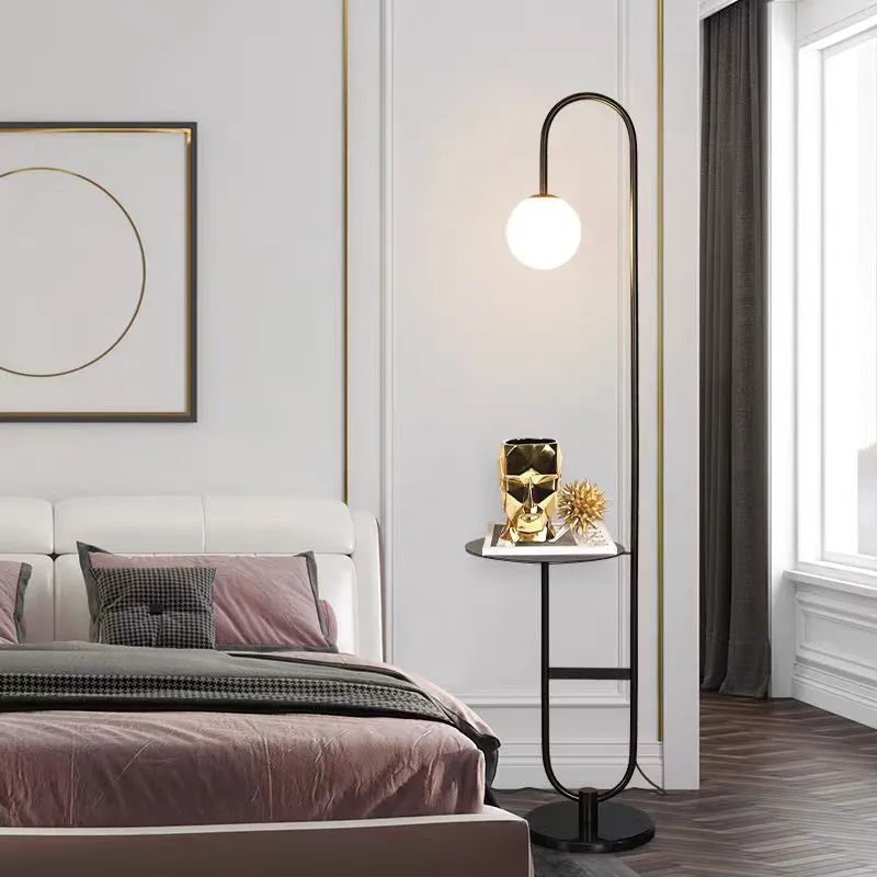 Imagem -03 - Nordic Vertical Floor Lamp com Prateleira Redonda Led Table Lamp Minimalista Coffee Table Lamp Mesa de Cabeceira Sala Sofá Art Deco