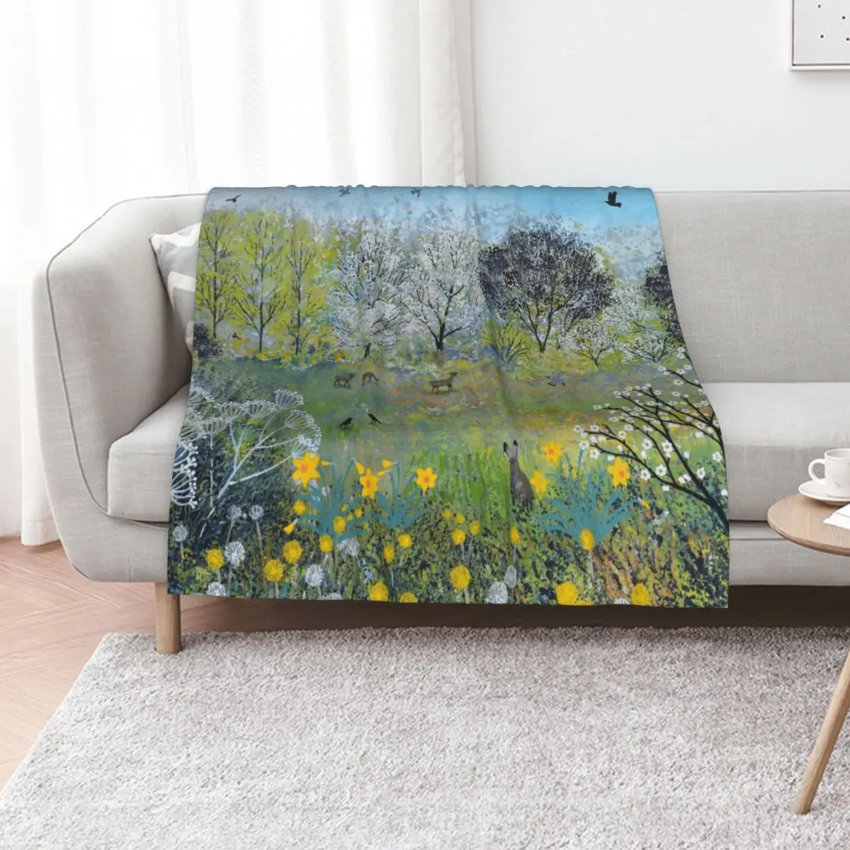 

Looking Over Spring Meadow Throw Blanket Flannel Fabric Sofas Soft Blankets For Baby Blankets