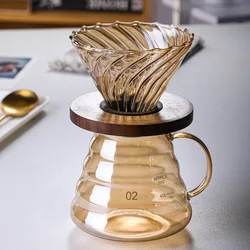 Durable Brown Brewed Coffee Pot Filtering Cup Glass Percolator Funnel Drip Pot Creative Coffee Filter Coffee Supplies Reusable