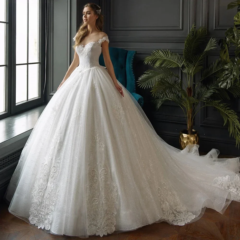 

Elegant Ball Gown Wedding Dress Lace Tulle Sweetheart Appliques Bridal Dress Retro for Women's Vestidos De Novia Customized