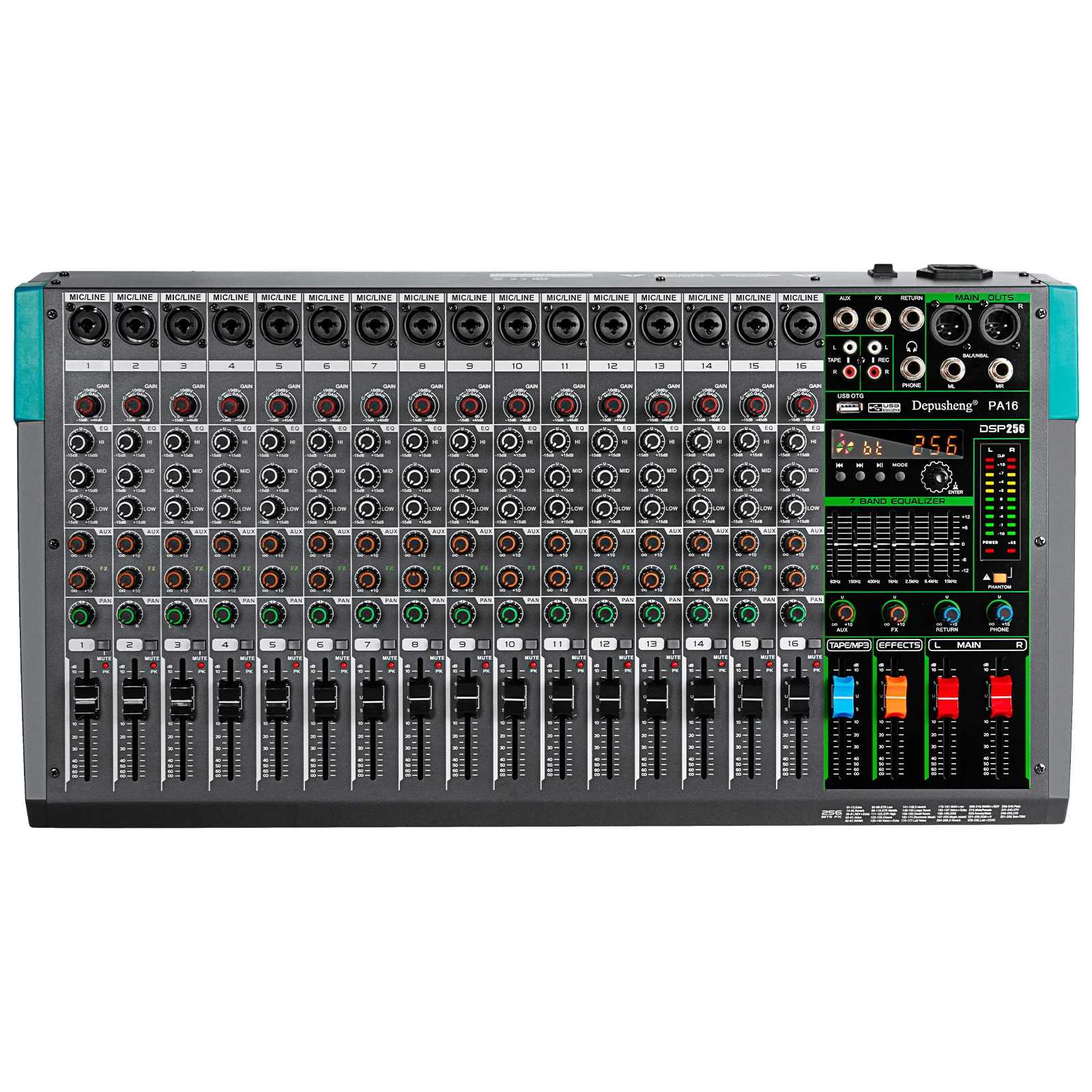 6/8/12/16 Kanaals Professionele 256 DSP Audio Mixer DJ Controller Reverb Opname Mengen Voor Opname Stage Performance