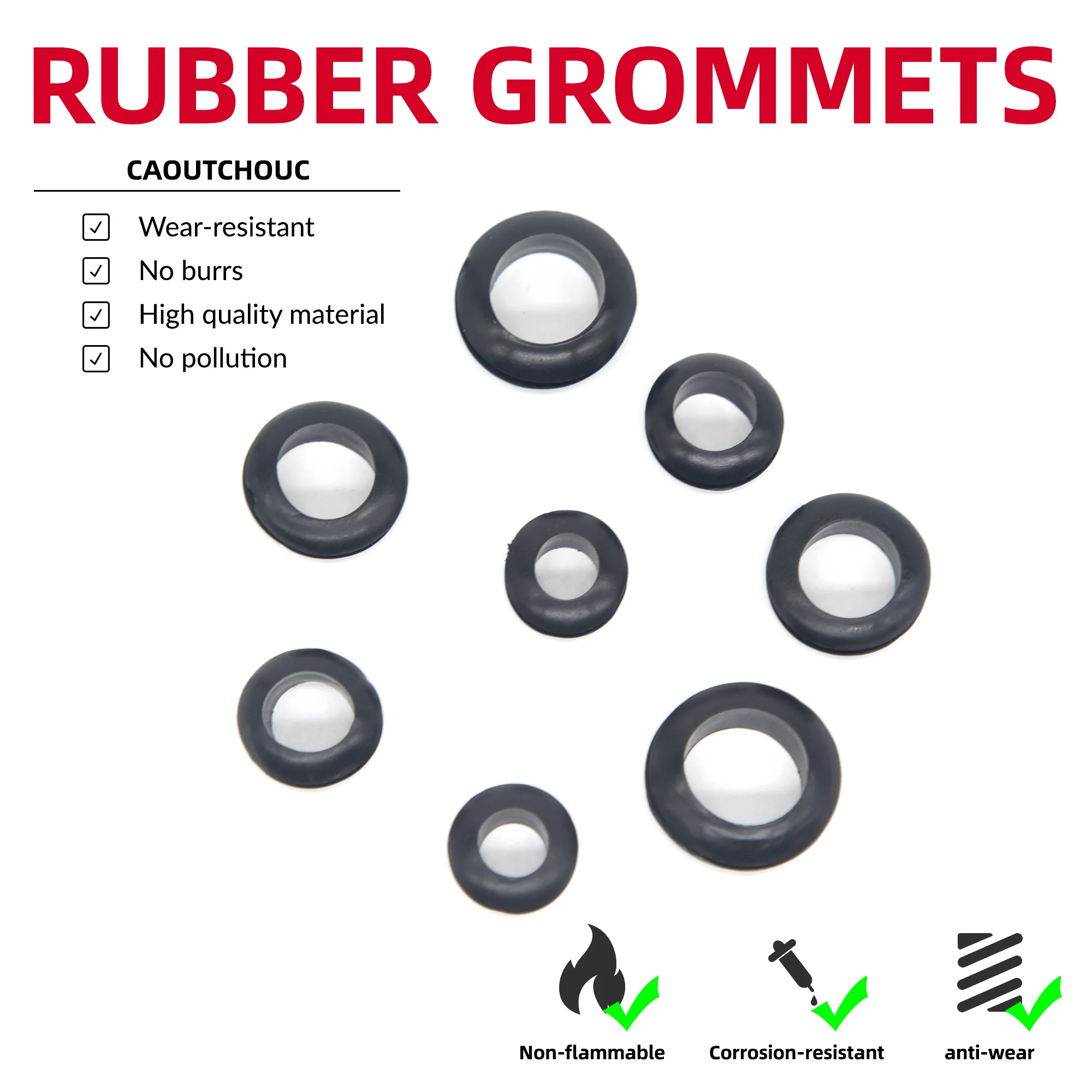 Preto gomado grommet m3 m4 m5 m6 m8 m10 m12 m14 peças de reposição de alta qualidade fiação cabo junta o-ring selos ferramentas