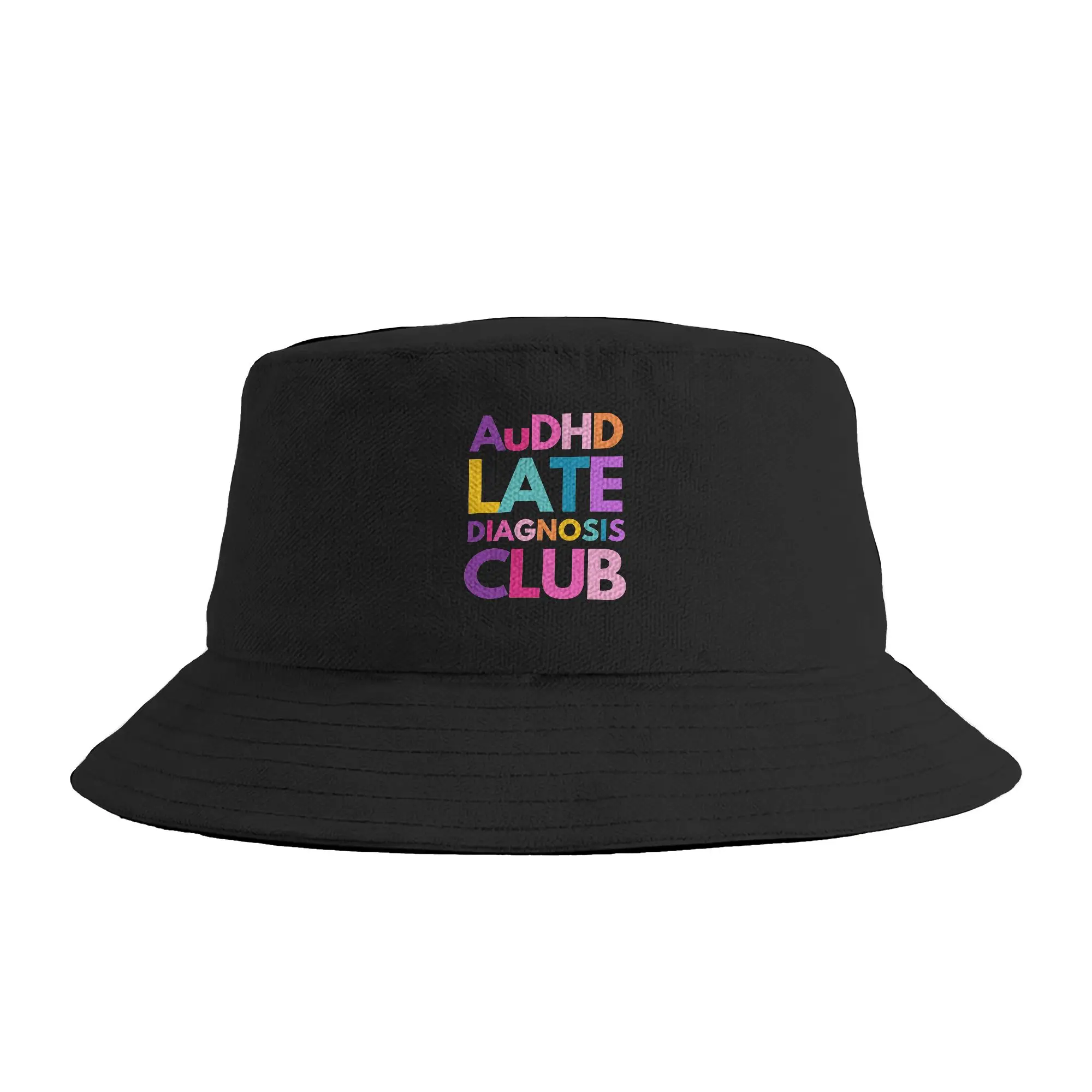AuDHD Late Diagnosis Club Bucket Hat For Couple  Fisherman Hats Korean Vacation Caps Foldable Hawaii Graphic Visor Hats