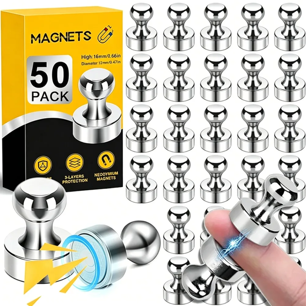 1-50Pcs Super Strong Neodymium Magnet Pushpin for Refrigerator Whiteboard Magnetic Pushpins Sucker Thumbtack Magnets Push Pins