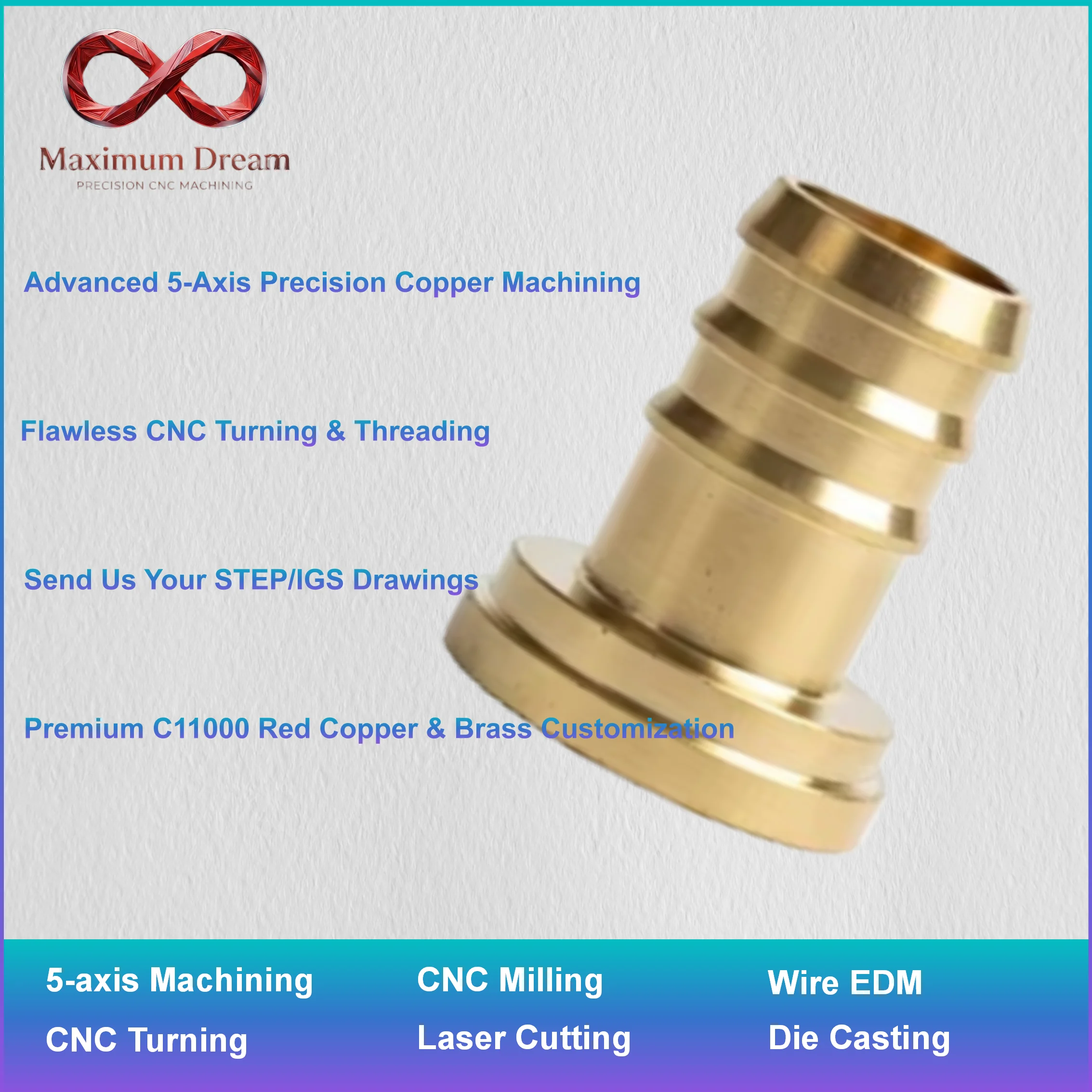 Custom Brass CNC Machining Service, High Precision C3604 C36000 Brass Parts with Passivation Treatment, MOQ 1pc