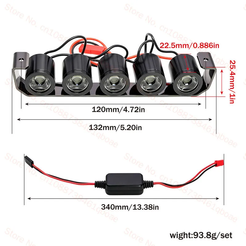 1/10 SCX10 D90 TRX4 TRX6 Remote control car modification parts Metal spotlight 4W high brightness roof lamp Upgraded parts Rc