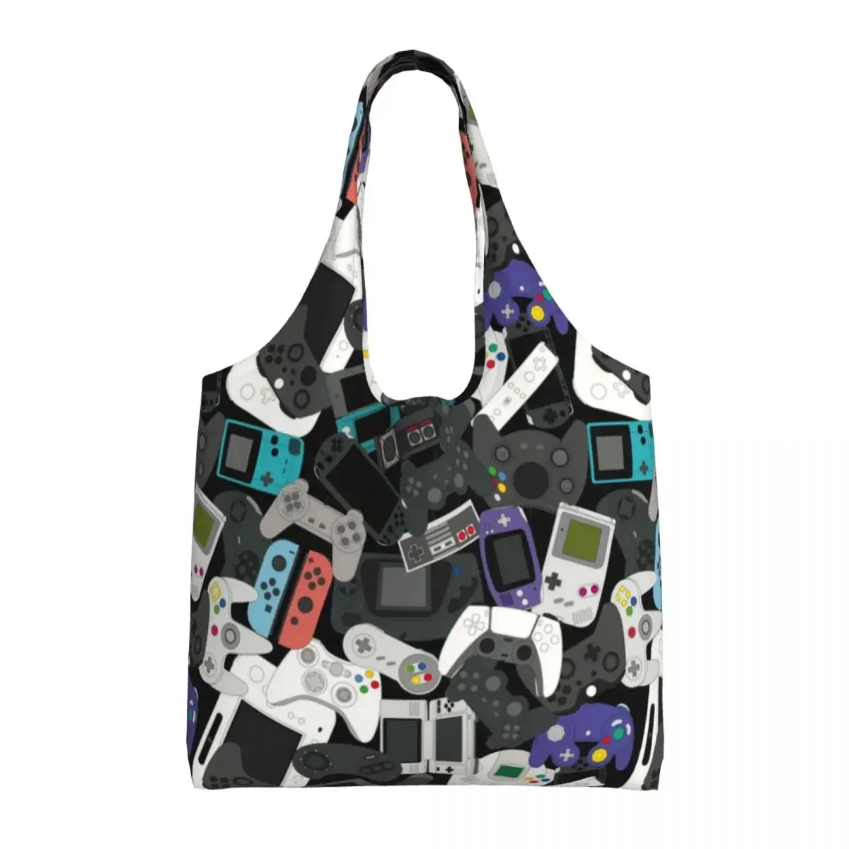 مخصص ألعاب الألعاب تحكم قماش حقيبة تسوق المرأة قابل للغسل سعة كبيرة البقالة لعبة فيديو عاشق حمل أكياس المتسوق