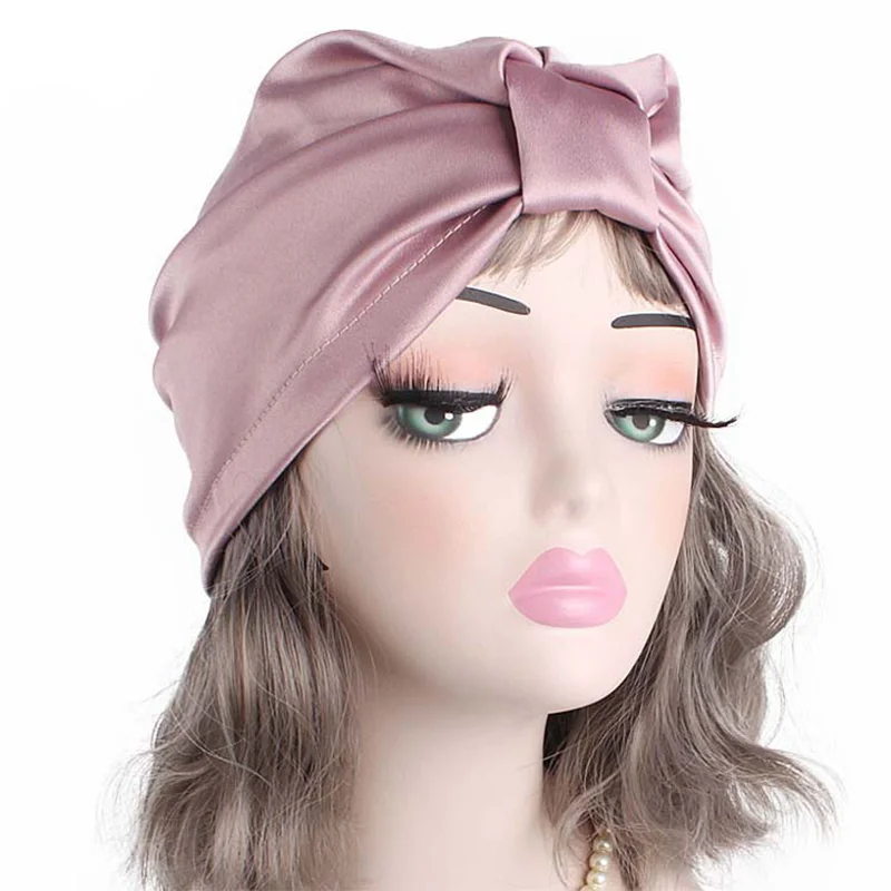 Birdtree 100% Mulberry Silk Bonnets Women  Double Layer Sleeping Night Cap Pure Silk Hair Wrap Beanie For Curly Girl A34401M