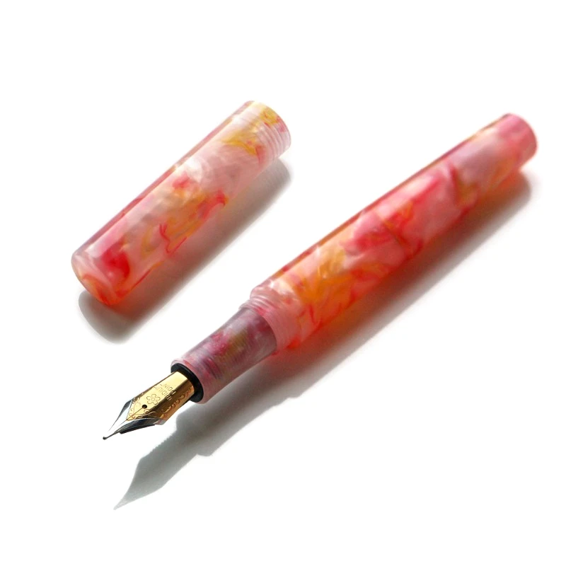 New Seventy-Two Pink Resin Fountain Pen Gold/Silver Blade F 0.5mm Nib Ink Pen Business Student Smooth Writing Office Gift Pen