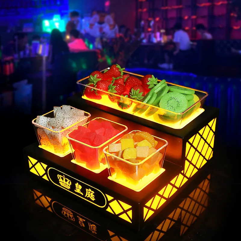 

Bar luminous fruit plate KTV fruit plate rack LED grid 3 + 1 snack plate ladder double-layer four-grid snack platter