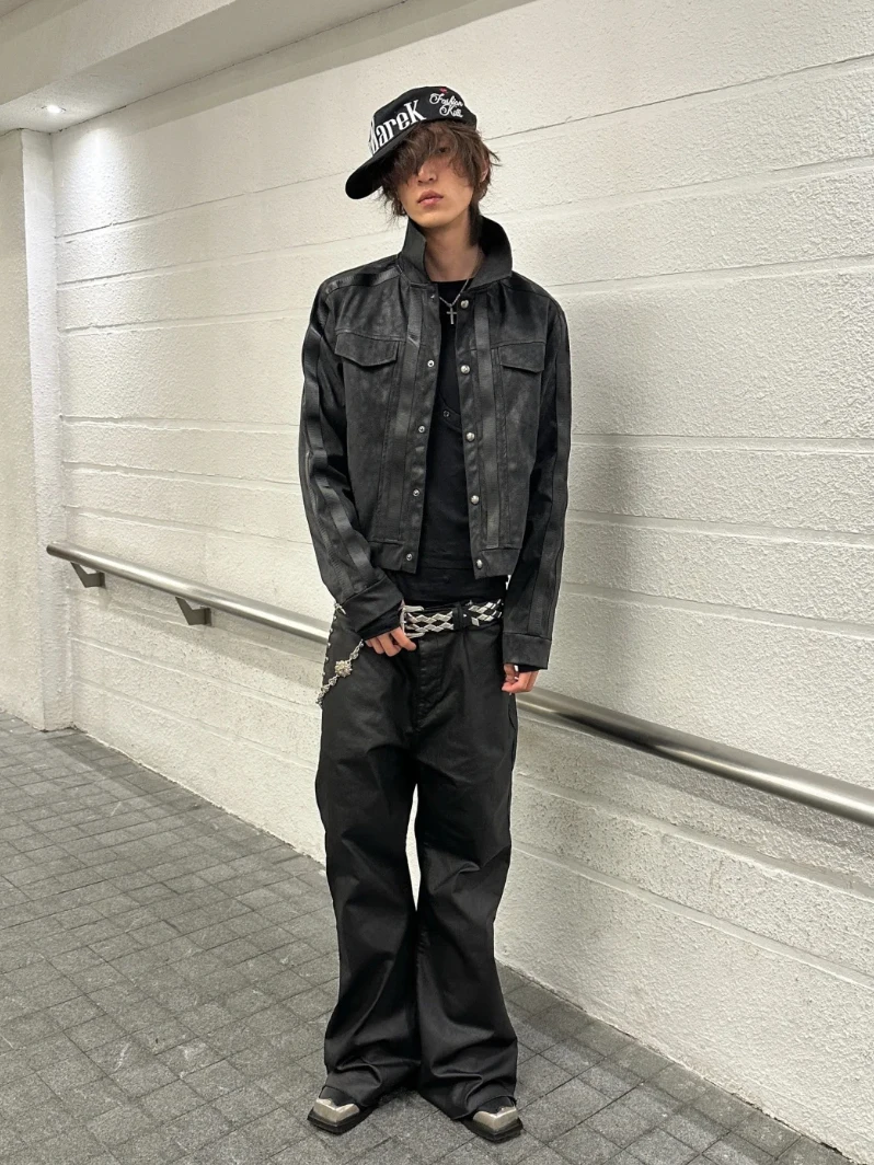 

Bla Leather Jaet ort Sle для мужчин и женщин, осенне-зимнее модное повседневное пальто крутого цвета