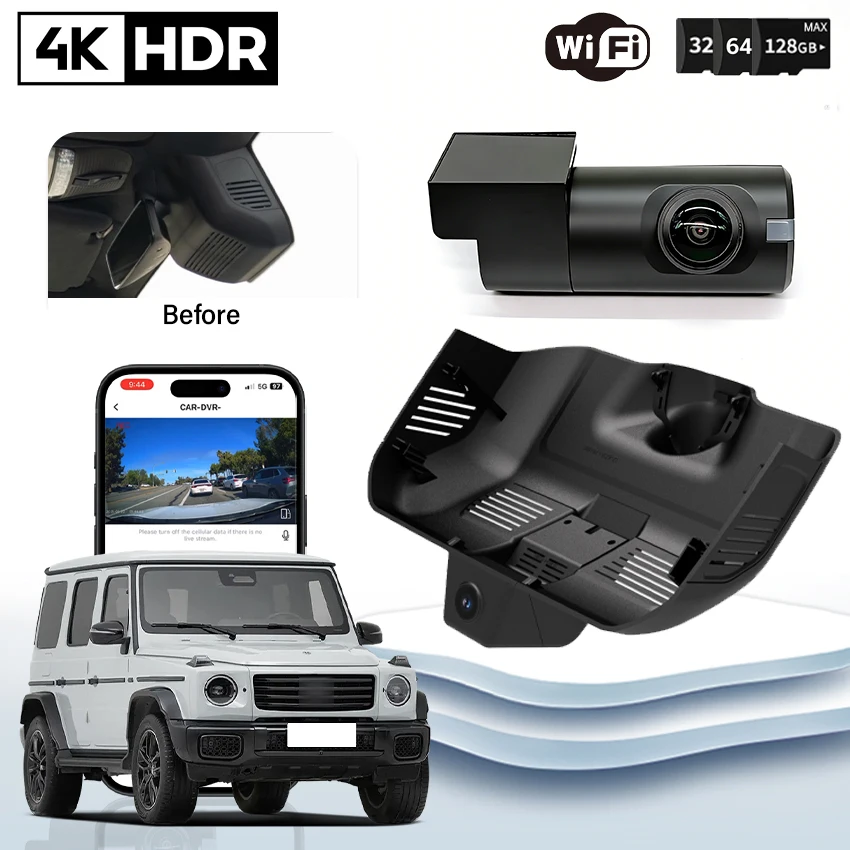 Cámara UHD 4K 2160P WIFI con Visión Nocturna, Dashcam, Grabadora de Video para Auto, para Mercedes-Benz Clase G G500 G580 AMG G63 2025 2026