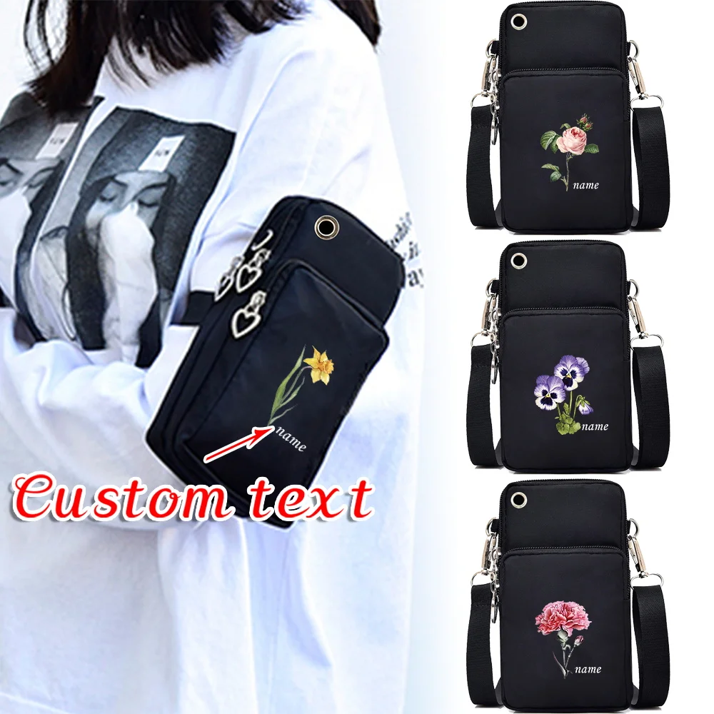 

Персонализированная сумка для телефона с индивидуальным именем, уличная портативная женская сумка-мессенджер, сумка через плечо с несколькими отделениями для мобильного телефона