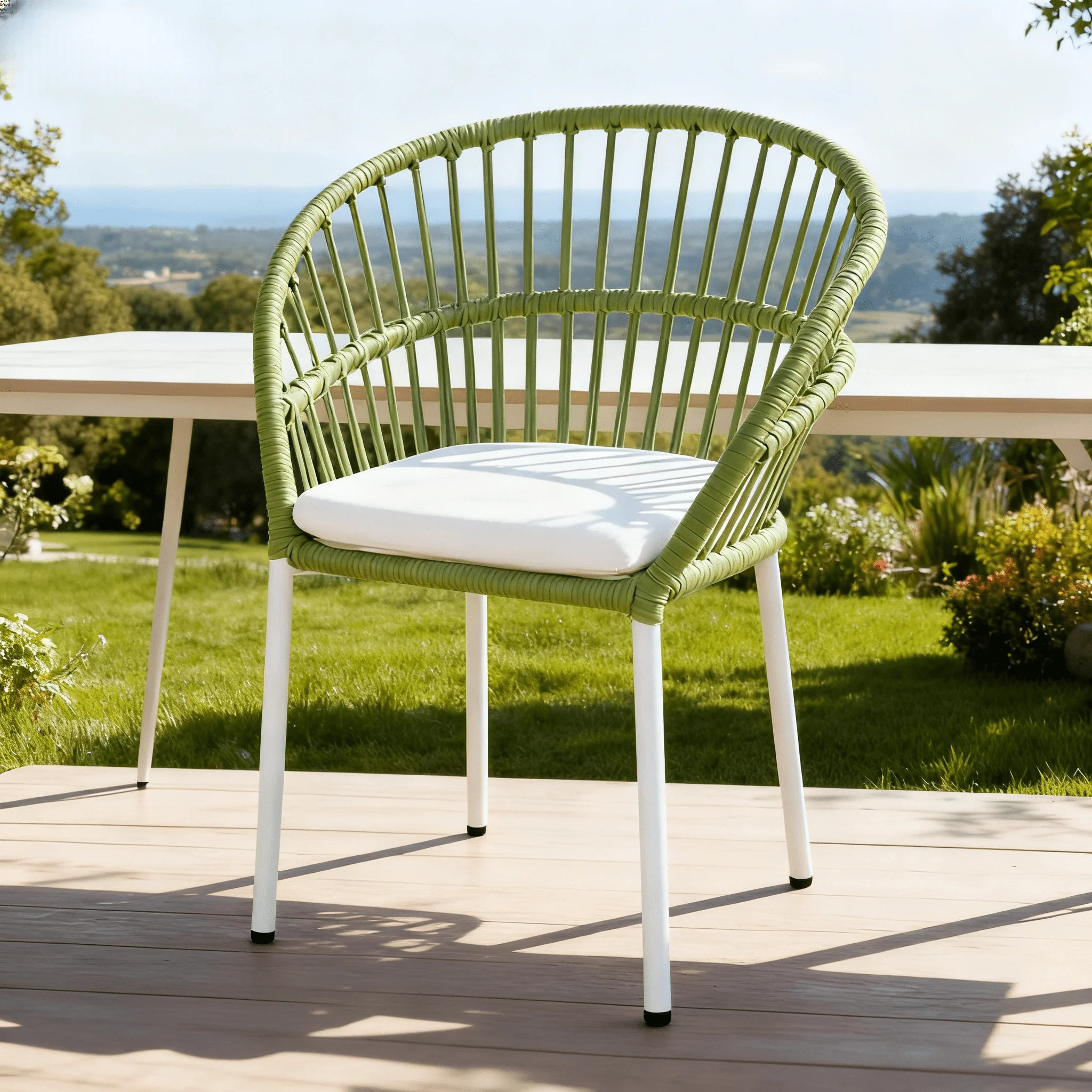 Modern Durable Vibrant Color All Weather PE Rattan Outdoor Dining Chairs For Patio And Garden